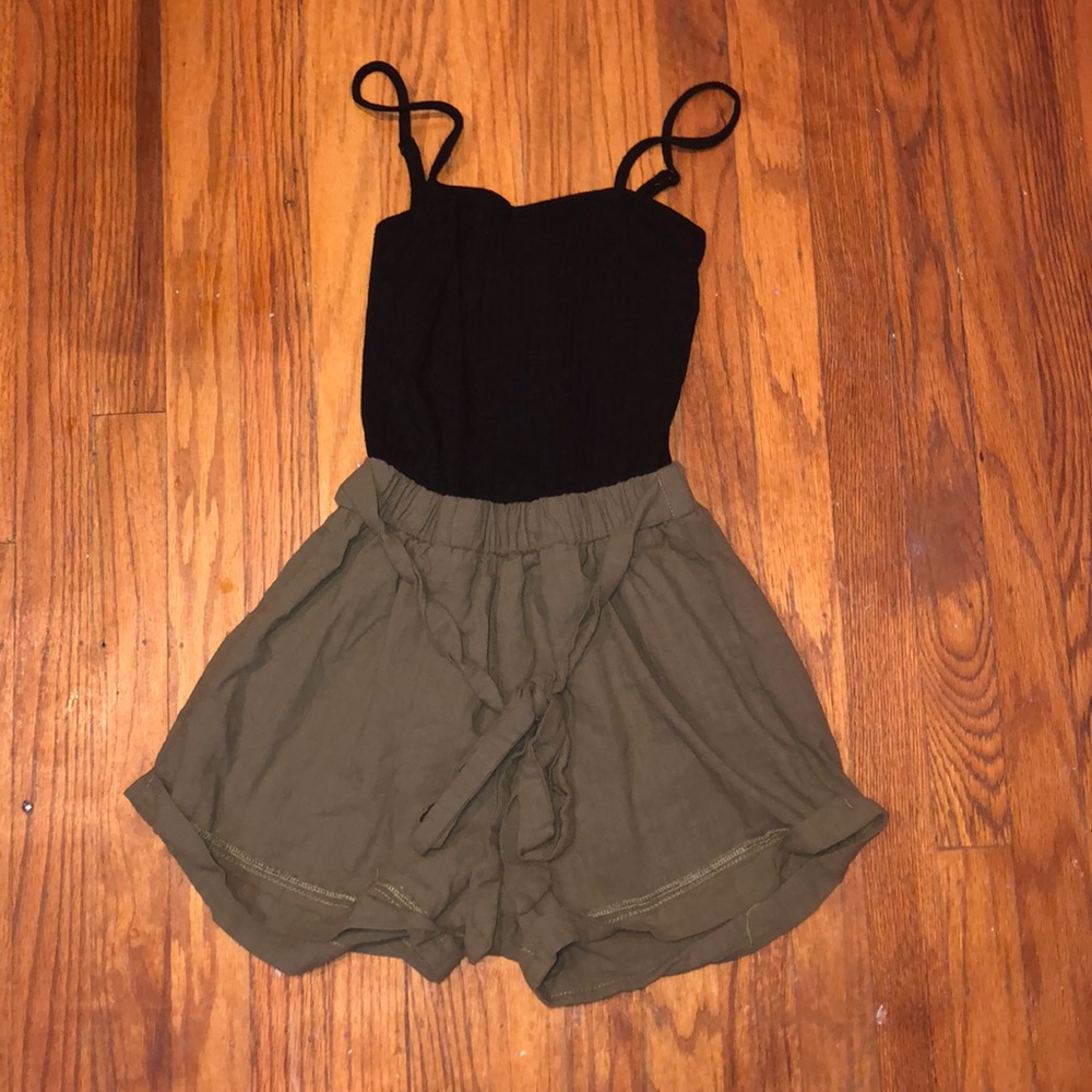blue and green romper